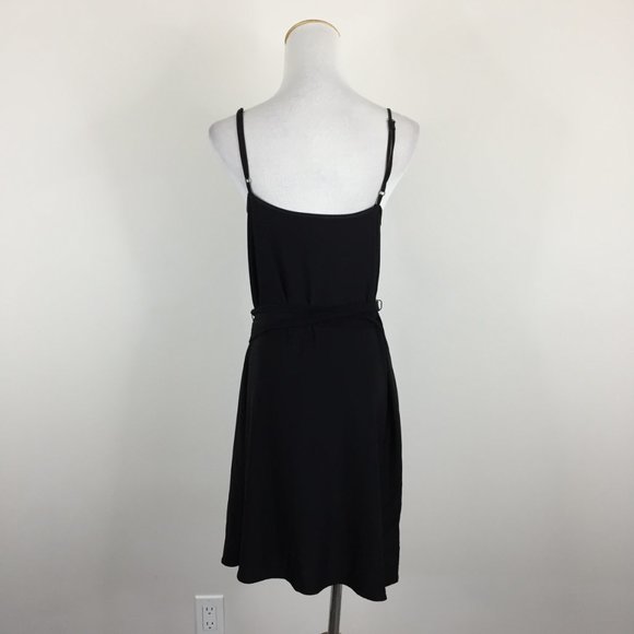 NWT L'AGENCE Black TATE Sleeveless Slinky Stretch Sleeveless Belted Wrap Dress - Picture 11 of 11